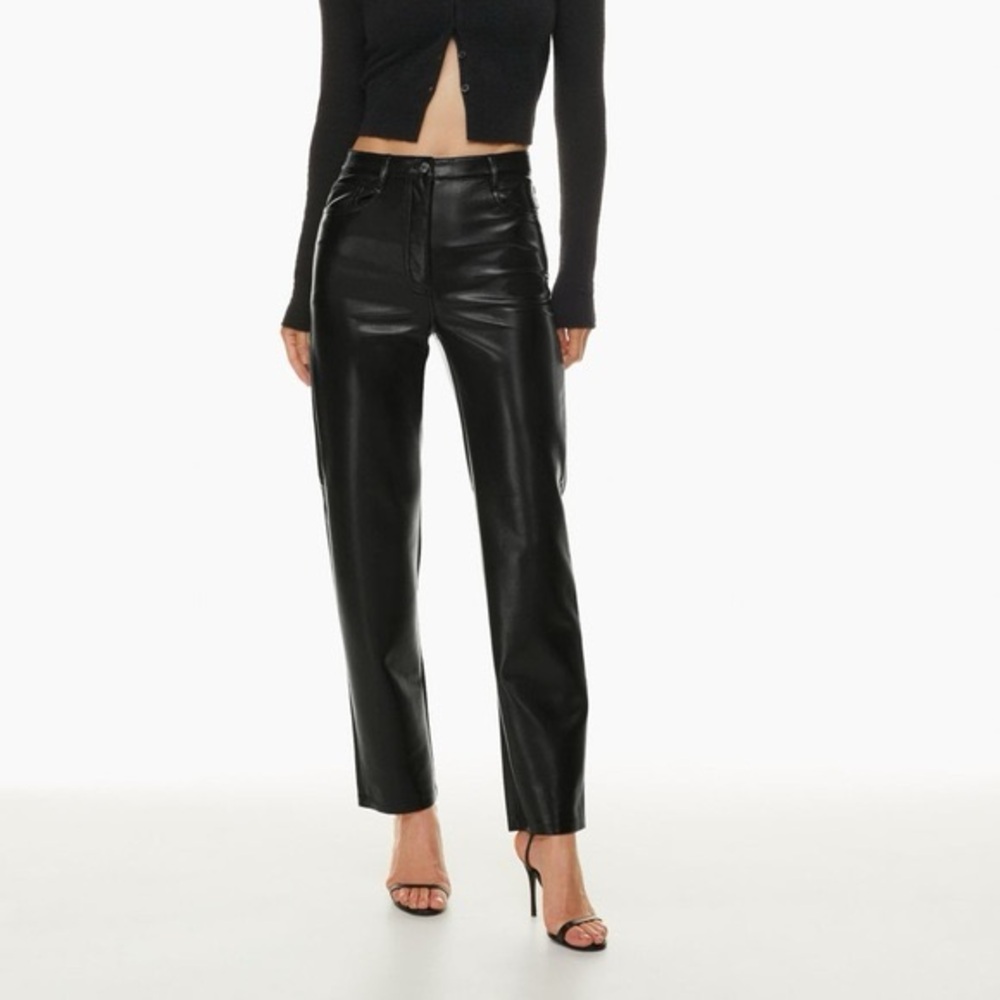 Wilfred Aritzia Melina Faux Leather Vegan‎ Black Straight Leg Pants